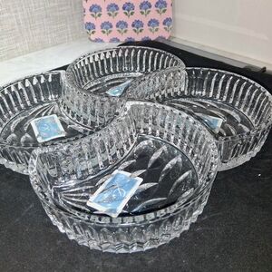 CELEBRATIONS MIKASA Set Of 4 Cresent Dishes Cresent Collection QQ411/408 CRYSTAL